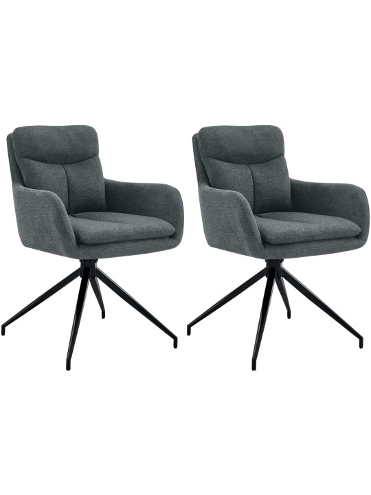 Lot de 2 chaises de salle à manger tissu Somers, gris foncé