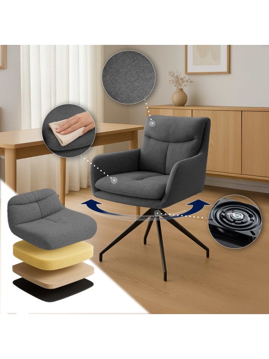 Chaise de salle à manger tissu Somers, gris foncé