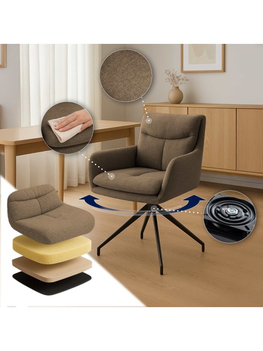 Lot de 2 chaises de salle à manger tissu Somers, brun