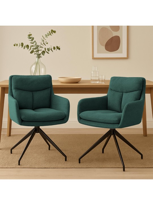 Lot de 2 chaises de salle à manger tissu Somers, vert