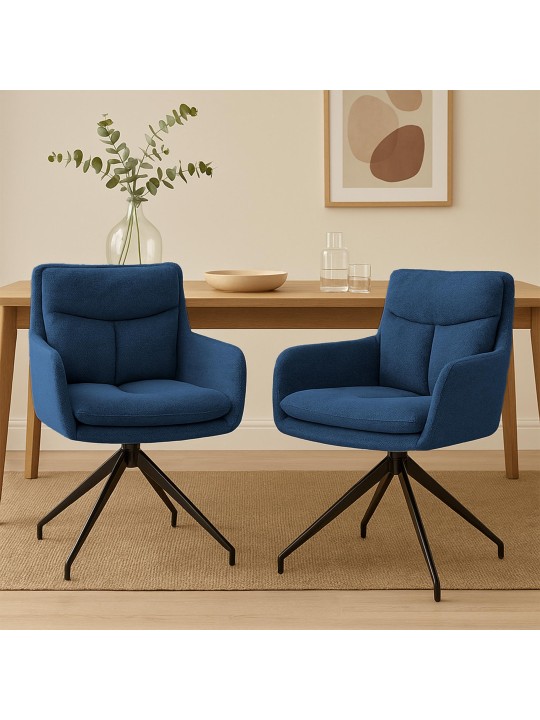 Lot de 2 chaises de salle à manger tissu Somers, bleu