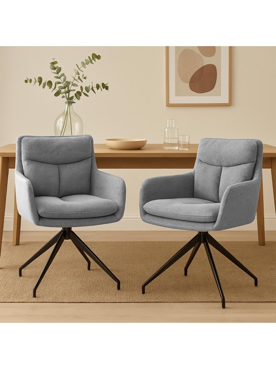 Lot de 2 chaises de salle à manger tissu Somers, gris clair