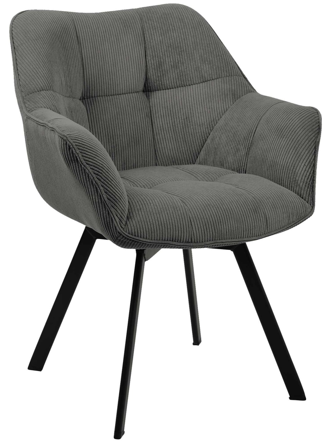 Chaise de salle à manger Jordi Cord, gris foncé