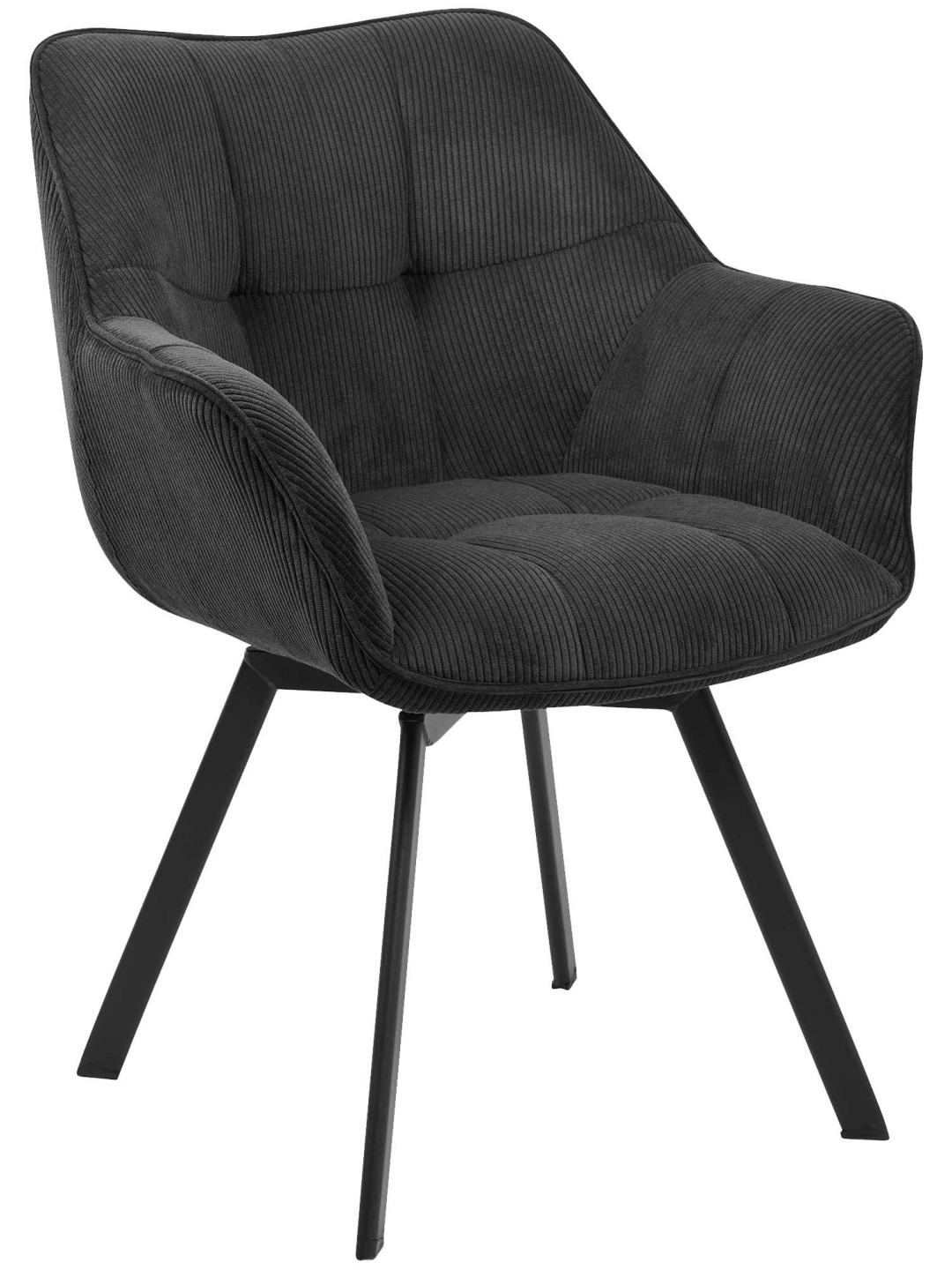 Chaise de salle à manger Jordi Cord, noir