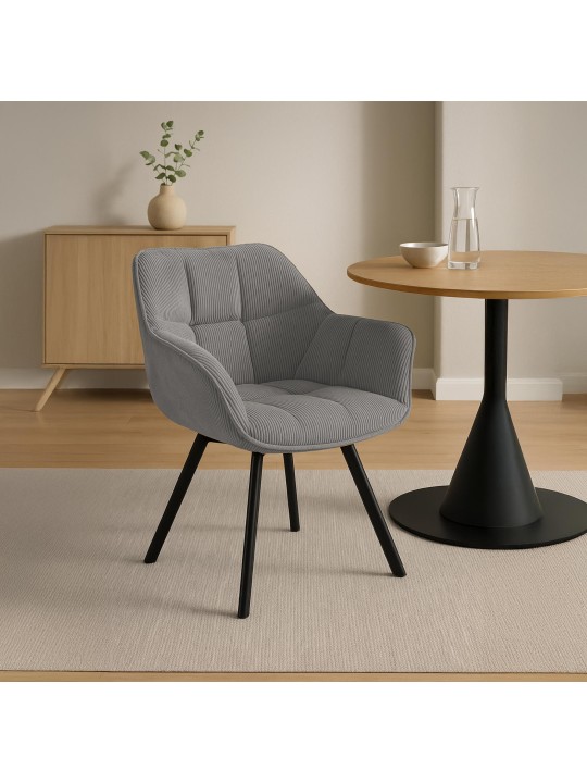 Chaise de salle à manger Jordi Cord, gris Chaise de salle à manger Jordi Cord, gris