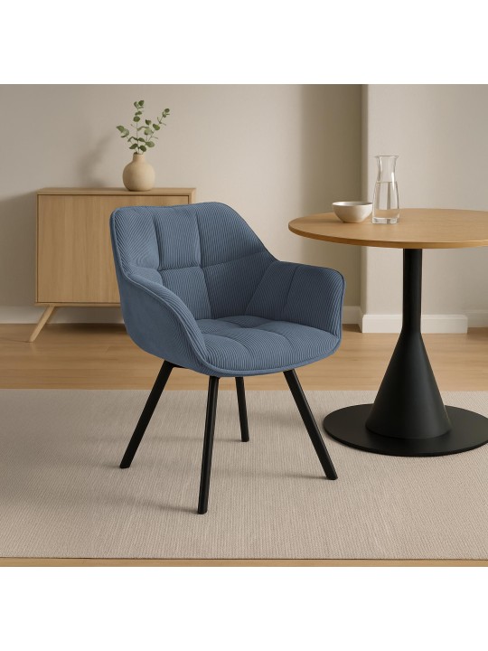 Chaise de salle à manger Jordi Cord, bleu Chaise de salle à manger Jordi Cord, bleu
