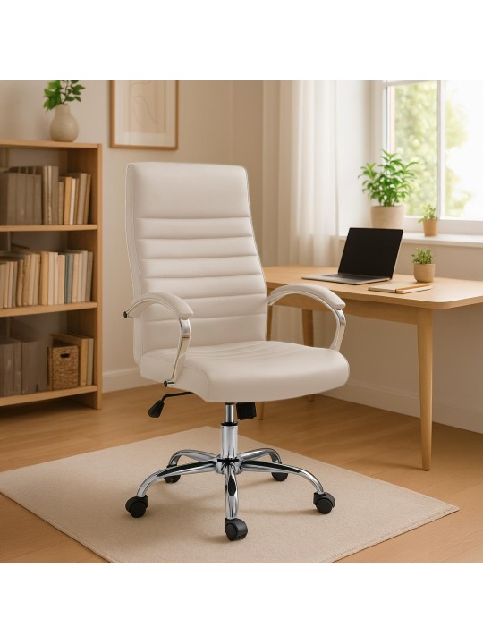 Chaise de bureau Valais simili cuir, crème