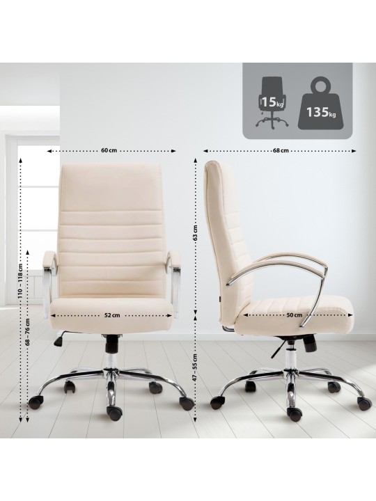 Chaise de bureau Valais simili cuir, crème