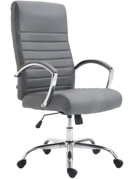 Chaise de bureau Valais simili cuir, gris