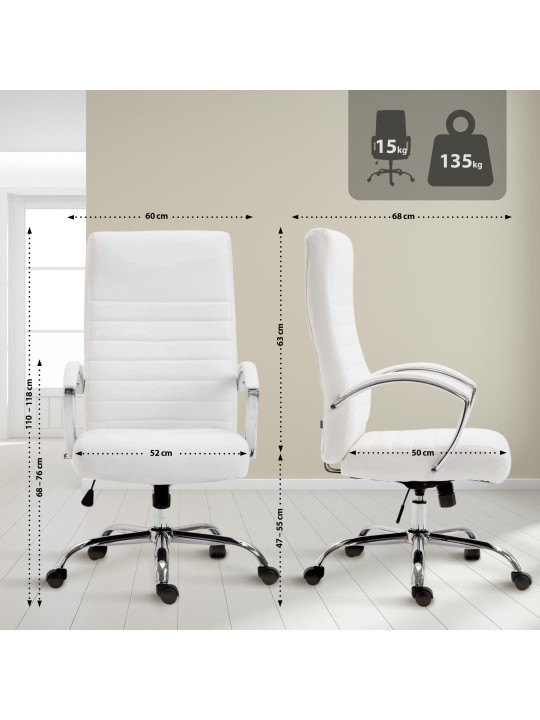 Chaise de bureau Valais simili cuir, blanc