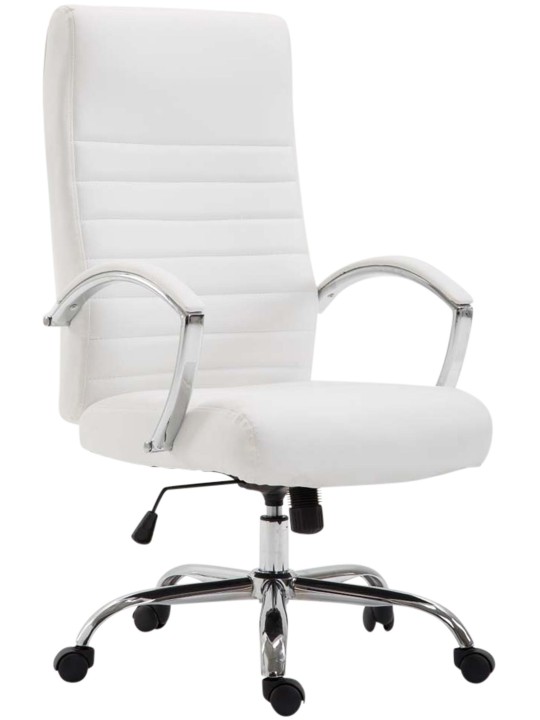 Chaise de bureau Valais simili cuir, blanc