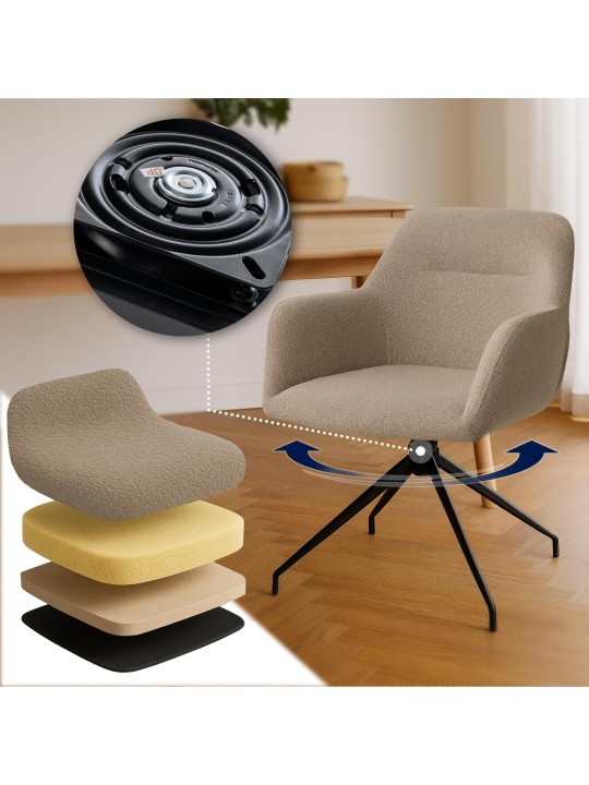 Chaise de salle à manger Merlinda tissu Teddy, taupe Chaise de salle à manger Merlinda tissu Teddy, taupe