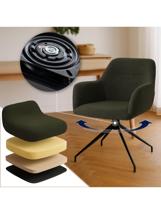 Chaise de salle à manger Merlinda tissu Teddy, vert foncé Chaise de salle à manger Merlinda tissu Teddy, vert foncé