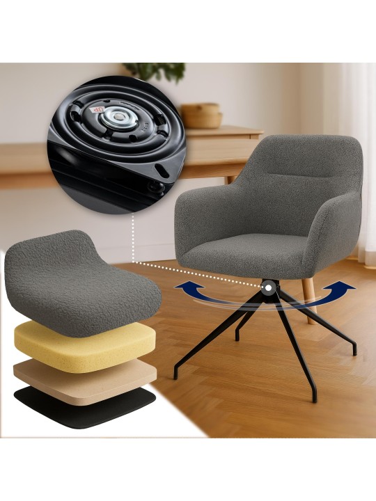 Chaise de salle à manger Merlinda tissu Teddy, gris