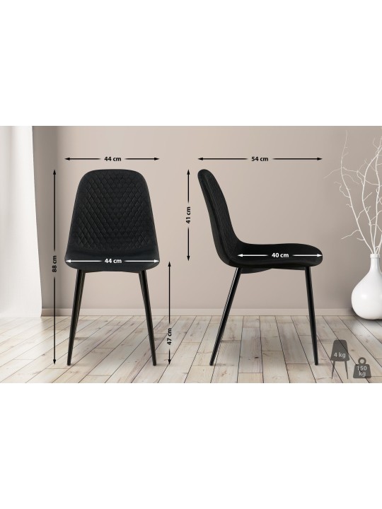 Lot de 4 chaises Giverny tissu, noir Lot de 4 chaises Giverny tissu, noir