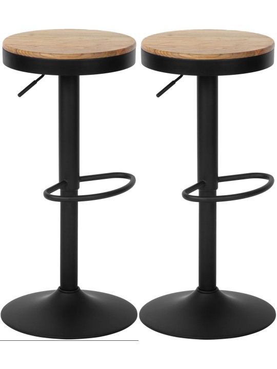 Lot de 2 tabourets de bar Pitas, naturel