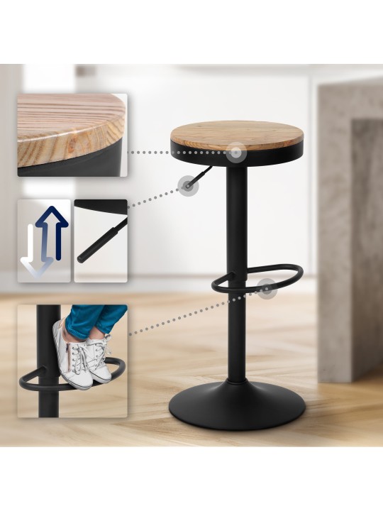 Lot de 2 tabourets de bar Pitas, naturel