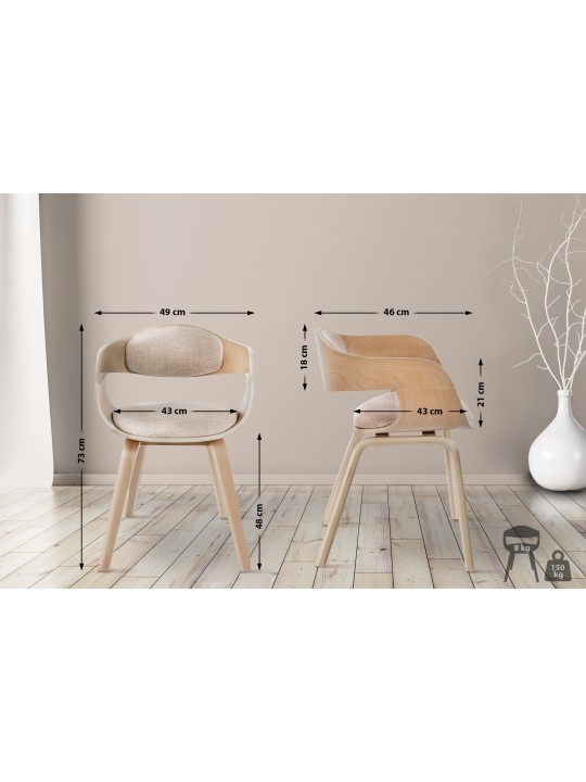 Lot de 2 chaises Kingston tissu, naturel/crème Lot de 2 chaises Kingston tissu, naturel/crème