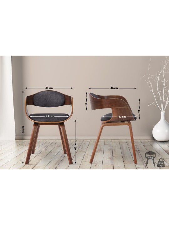 Lot de 2 chaises Kingston tissu, noyer/gris clair Lot de 2 chaises Kingston tissu, noyer/gris clair