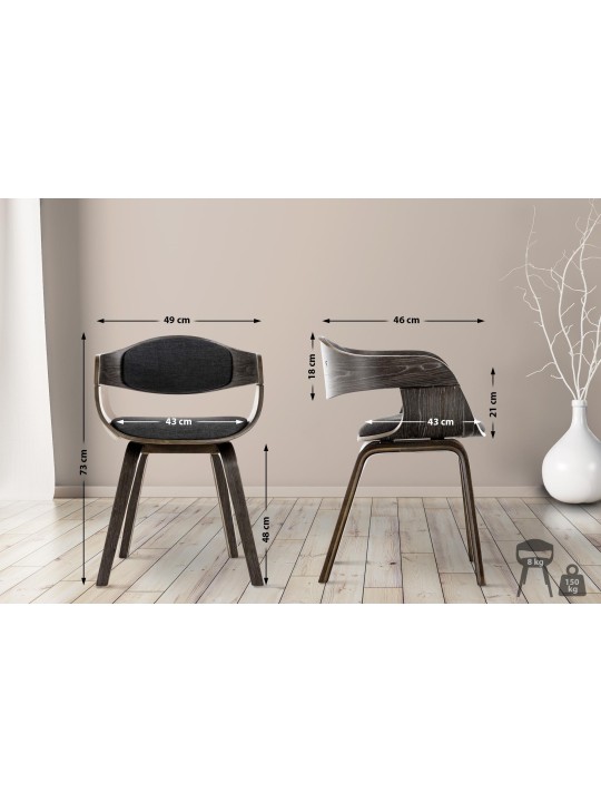 Lot de 2 chaises Kingston tissu, gris/gris foncé Lot de 2 chaises Kingston tissu, gris/gris foncé