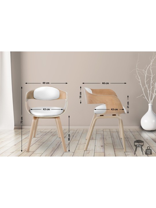 Lot de 2 chaises Kingston simili cuir, naturel/blanc Lot de 2 chaises Kingston simili cuir, naturel/blanc