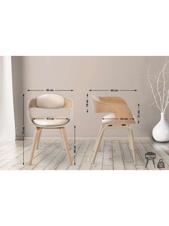 Lot de 2 chaises Kingston simili cuir, naturel/crème Lot de 2 chaises Kingston simili cuir, naturel/crème