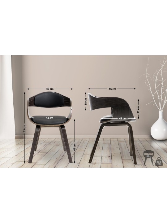 Lot de 2 chaises Kingston simili cuir, noir/gris