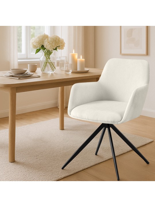 Chaise de salle à manger Olema Cord, crème Chaise de salle à manger Olema Cord, crème