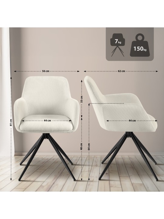 Chaise de salle à manger Olema Cord, crème Chaise de salle à manger Olema Cord, crème