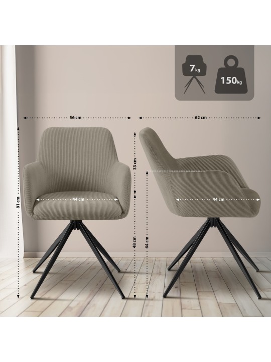 Chaise de salle à manger Olema Cord, taupe Chaise de salle à manger Olema Cord, taupe