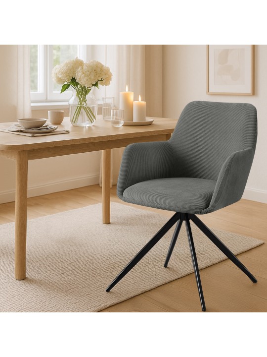 Chaise de salle à manger Olema Cord, gris Chaise de salle à manger Olema Cord, gris