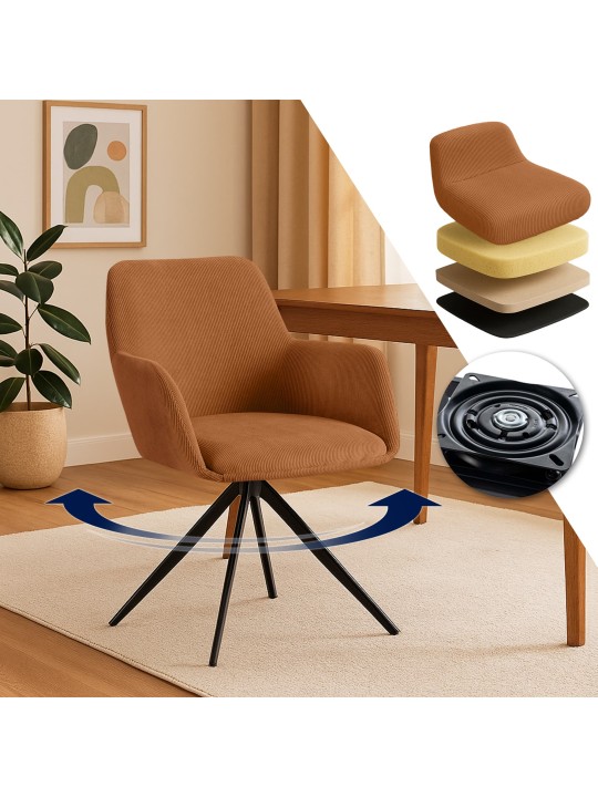 Chaise de salle à manger Olema Cord, orange