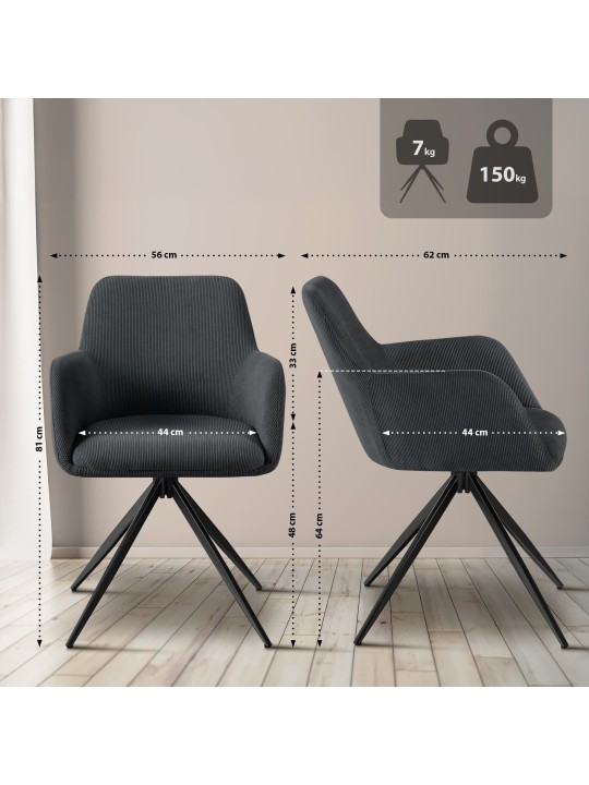 Chaise de salle à manger Olema Cord, noir Chaise de salle à manger Olema Cord, noir