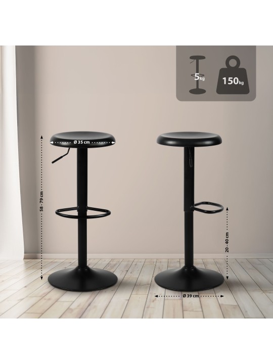 Lot de 2 tabourets de bar Williston, noir