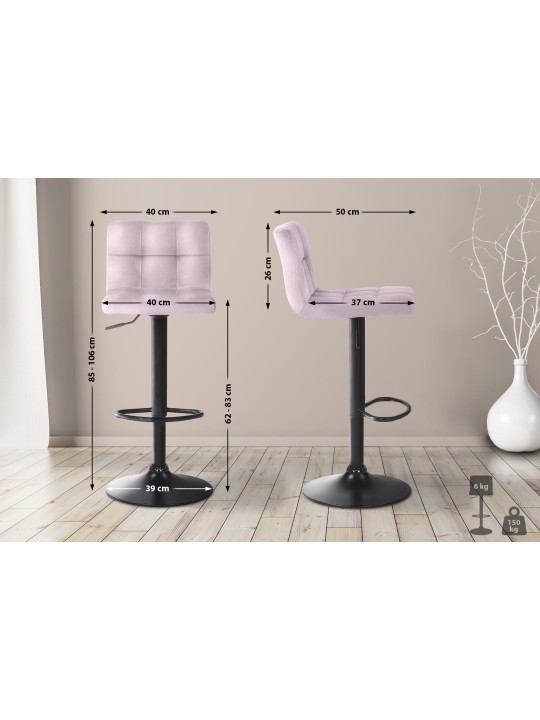 Lot de 2 tabourets de bar Feni velours, rose Lot de 2 tabourets de bar Feni velours, rose