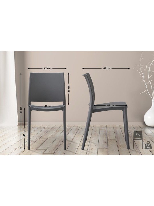 Lot de 2 chaises Meton, gris foncé Lot de 2 chaises Meton, gris foncé