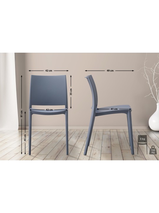Lot de 2 chaises Meton, gris