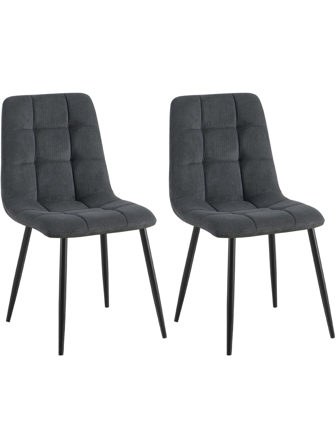 Lot de 2 chaises de salle à manger Tilde Cord, noir