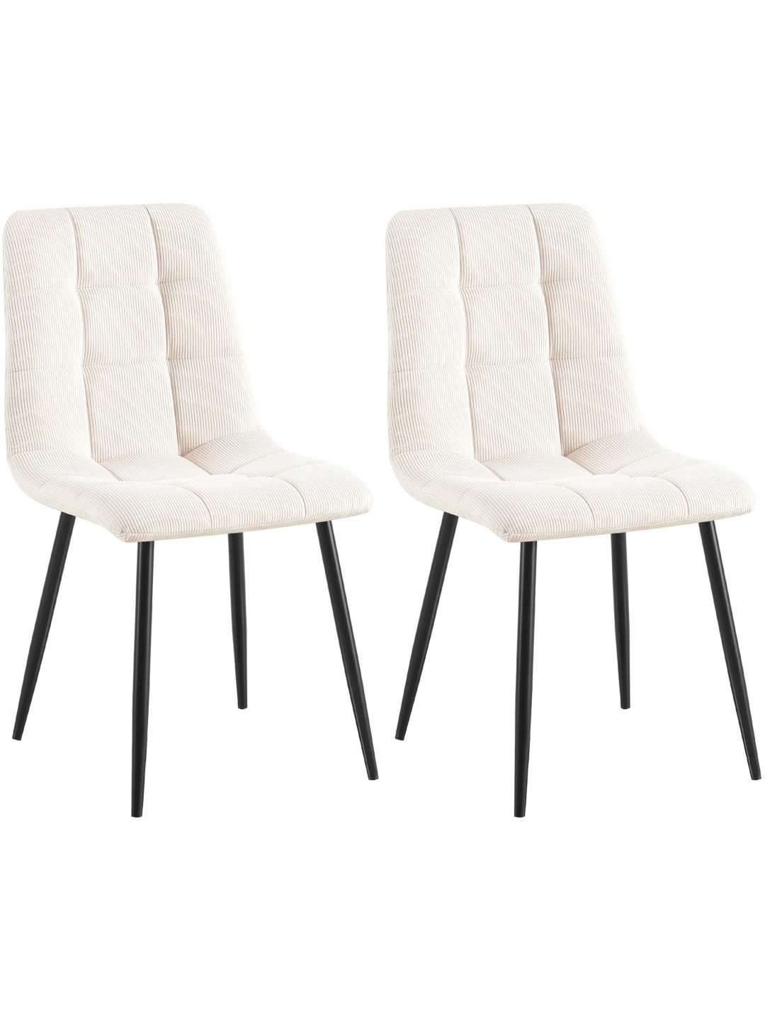 Lot de 2 chaises de salle à manger Tilde Cord, crème