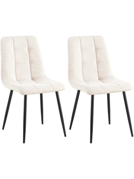 Lot de 2 chaises de salle à manger Tilde Cord, crème