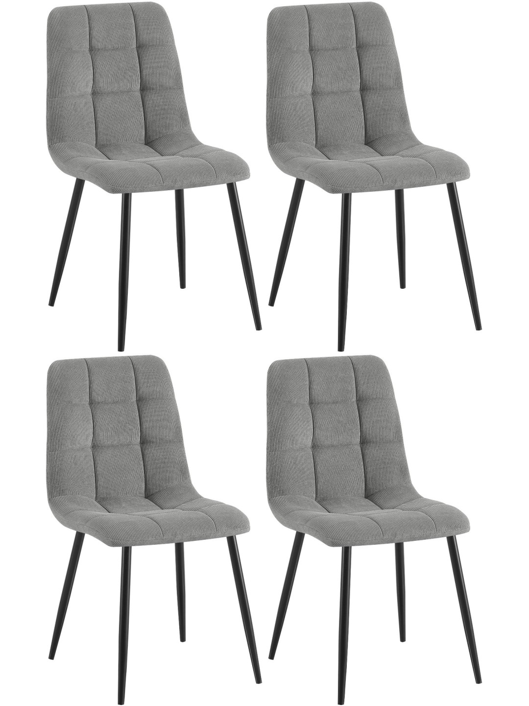 Lot de 4 chaises de salle à manger Tilde Cord, gris
