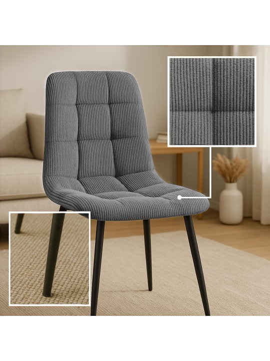 Lot de 4 chaises de salle à manger Tilde Cord, gris