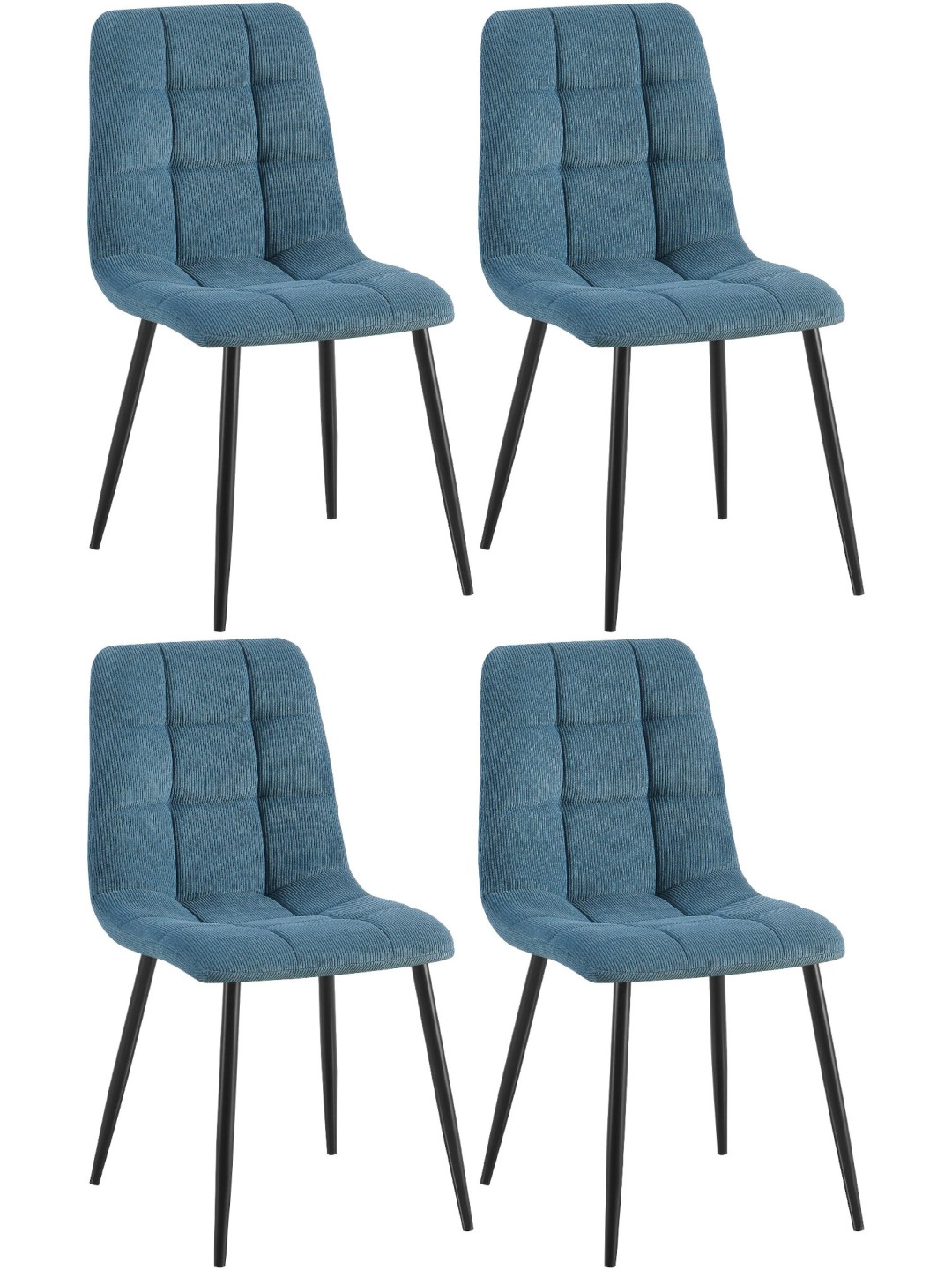 Lot de 4 chaises de salle à manger Tilde Cord, bleu