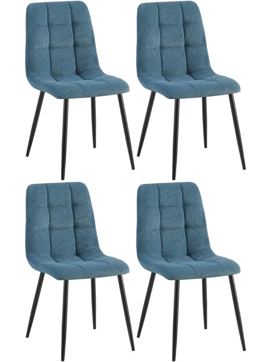 Lot de 4 chaises de salle à manger Tilde Cord, bleu