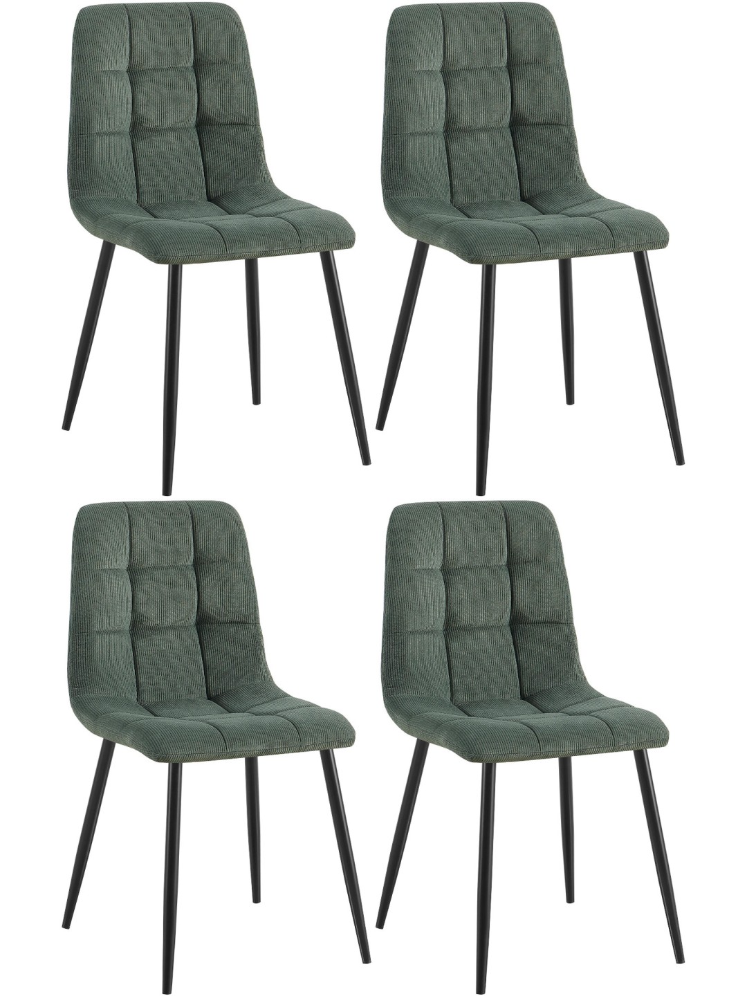 Lot de 4 chaises de salle à manger Tilde Cord, vert