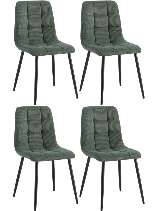 Lot de 4 chaises de salle à manger Tilde Cord, vert