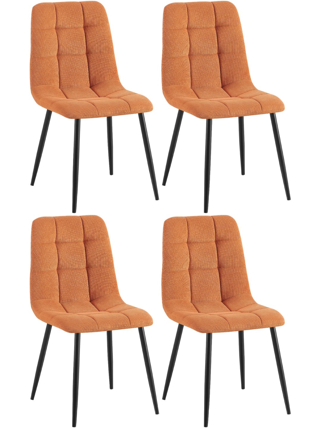 Lot de 4 chaises de salle à manger Tilde Cord, orange