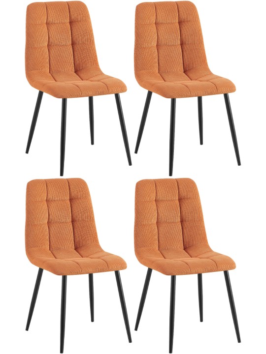 Lot de 4 chaises de salle à manger Tilde Cord, orange