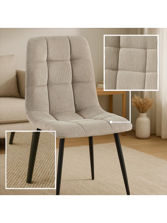 Lot de 4 chaises de salle à manger Tilde Cord, taupe Lot de 4 chaises de salle à manger Tilde Cord, taupe