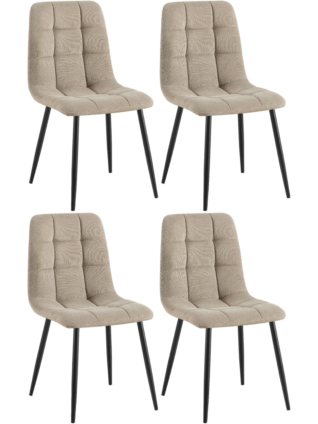 Lot de 4 chaises de salle à manger Tilde Cord, taupe